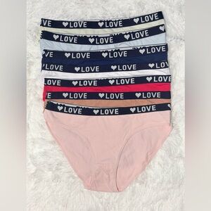 Pack 7 Panties Size L Multicolor "LOVE" Waistband - New